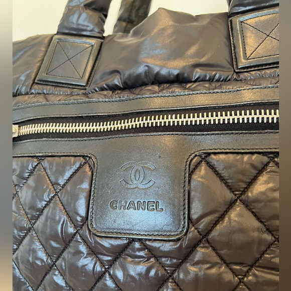 Chanel cocoon large black quilted nylon tote leather details 100% authentic - Picture 6 of 17